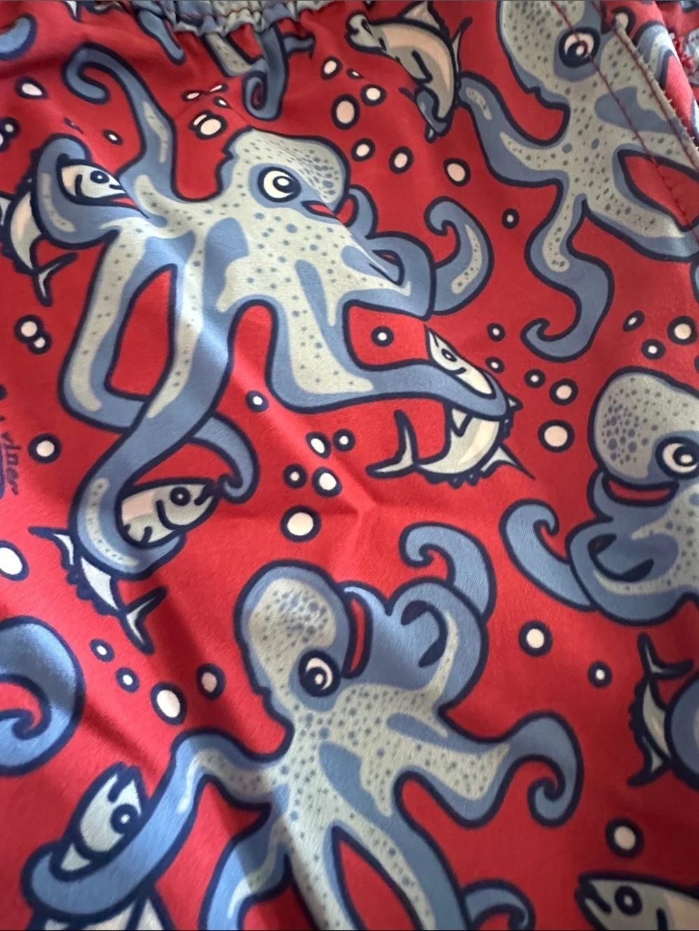 Vineyard Vines Red Octopus & Blue Sea Creature Swim Shorts